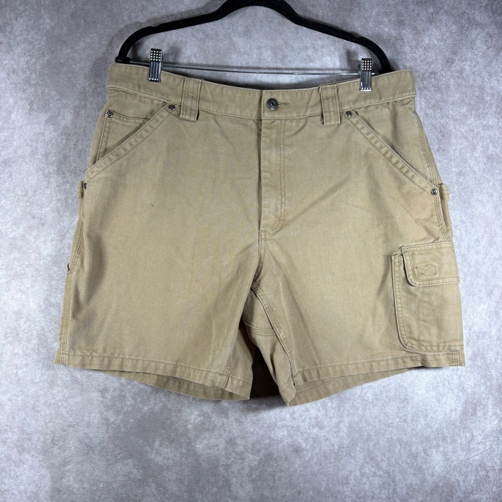 Duluth Trading Co Shorts Mens 38 Tan Fire Hose Carpenter Utility Canvas Outdoor